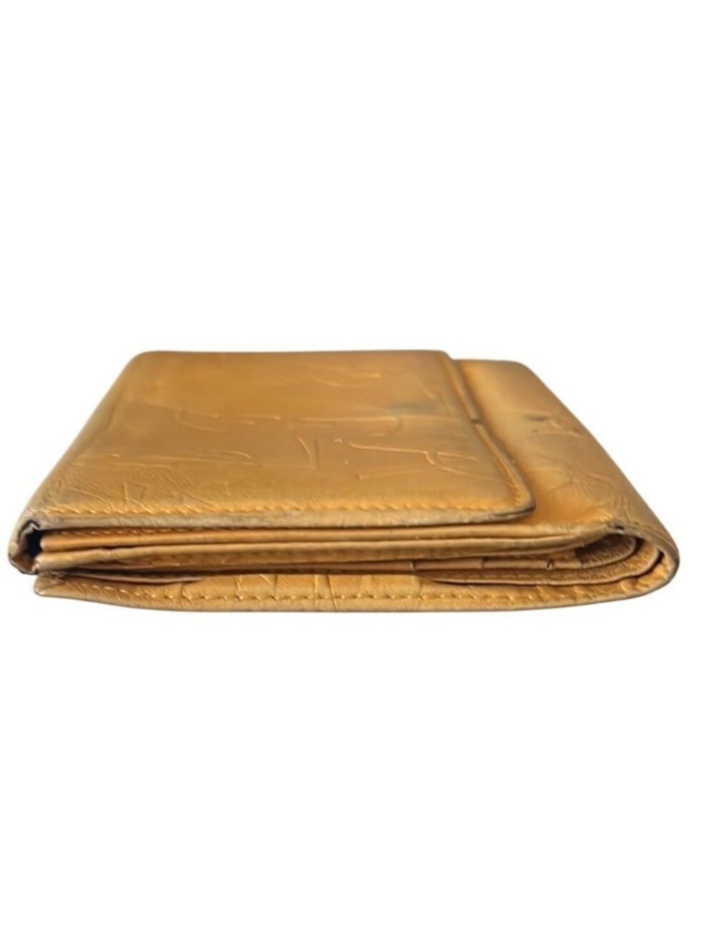 Yves Saint Laurent Yellow Leather Embossed Bifold Wallet - Picture 4 of 12